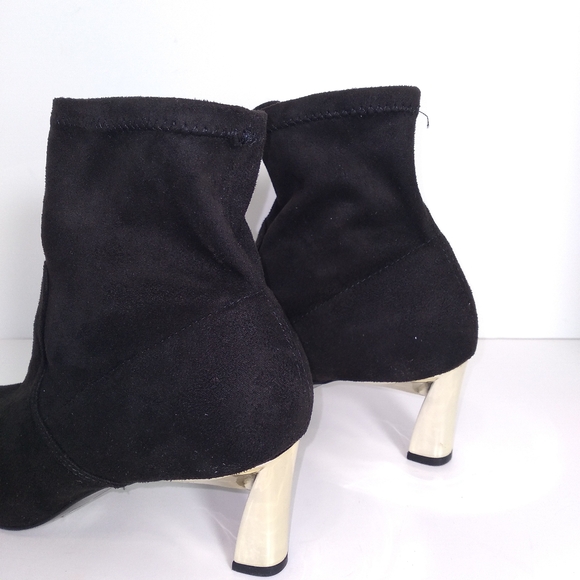 Alfani BAMBEY Black Faux Suede Gold Heel Ankl Bootie Boots- Women's Size- 6.5M - Picture 4 of 10
